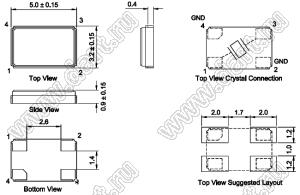 19.2800 MHz (SMD5032, KX-9A Geyer, 7I, 4-PAD) резонатор кварцевый SMD; 19,2800МГц