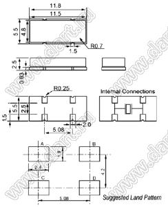 18.4320 MHz (SMD1255, KX20 Geyer) резонатор кварцевый SMD; 18,4320МГц