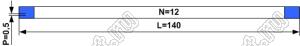 BLFPC P0,5 12PIN 140mm шлейф плоский сверхтонкий FFC/FPC; 12; длина 140мм; контакты на одной поверхности