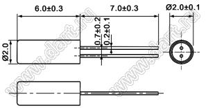 16.3676 MHz (2x6, KX-26 Geyer, DT-26) резонатор кварцевый; 16,3676МГц