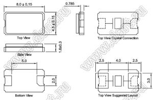 20.35625 MHz (SMD8045, KX-14 Geyer) резонатор кварцевый SMD; 20,35625МГц