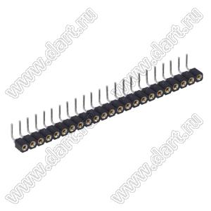 DS1002-01-1x23R13 (SCSL-23R, PBSM-1x23R) гнездо цанговое угловое однорядное для выводного монтажа; P=2,54мм; 23-конт.