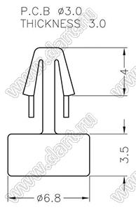 DCBA-3.5 фиксатор платы с защелкой; dп=3,0мм; нейлон-66 (UL); натуральный; E=3,0мм