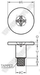 TGM3-8SW винт амортизатора; M3*0,5; A=10,0мм; B=3,0мм; C=3,95мм; E=5,0мм; сталь