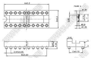 DS1002-04-28W13F панелька SMD цанговая; P=2,54мм; 28-конт.