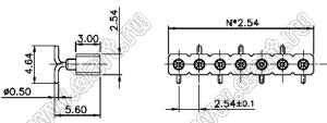 DS1002-01-1x32S13R2 (SCSL-032SMT, PBSM-1x32SMT) гнездо цанговое прямое однорядное для поверхностного (SMD) монтажа; P=2,54мм; 32-конт.