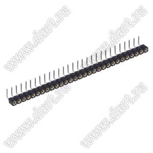 DS1002-01-1x29R13 (SCSL-29R, PBSM-1x29R) гнездо цанговое угловое однорядное для выводного монтажа; P=2,54мм; 29-конт.