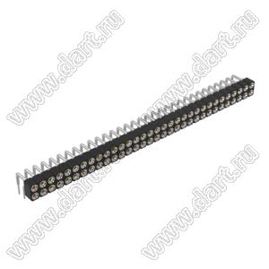 DS1002-01-2x32R13 (SCDL-032R, PBDM-2x32R) гнездо цанговое угловое двухрядное для выводного монтажа; P=2,54мм; 2x32-конт.