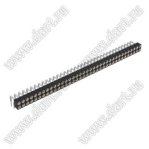 DS1002-01-2x36R13 (SCDL-036R, PBDM-2x36R) гнездо цанговое угловое двухрядное для выводного монтажа; P=2,54мм; 2x36-конт.