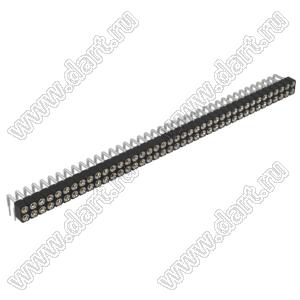 DS1002-01-2x40R13 (SCDL-040R, PBDM-2x40R) гнездо цанговое угловое двухрядное для выводного монтажа; P=2,54мм; 2x40-конт.