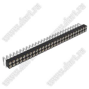 DS1002-01-2x27R13 (SCDL-027R, PBDM-2x27R) гнездо цанговое угловое двухрядное для выводного монтажа; P=2,54мм; 2x27-конт.