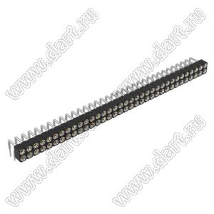 DS1002-01-2x34R13 (SCDL-034R, PBDM-2x34R) гнездо цанговое угловое двухрядное для выводного монтажа; P=2,54мм; 2x34-конт.