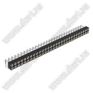 DS1002-01-2x29R13 (SCDL-029R, PBDM-2x29R) гнездо цанговое угловое двухрядное для выводного монтажа; P=2,54мм; 2x29-конт.