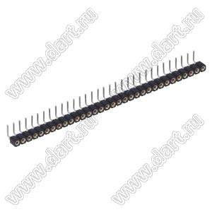 DS1002-01-1x32R13 (SCSL-32R, PBSM-1x32R) гнездо цанговое угловое однорядное для выводного монтажа; P=2,54мм; 32-конт.