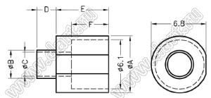 TW-119 втулка изолирующая для транзистора в корпусе TO-220; нейлон-46 (UL); 94V-0; натуральный