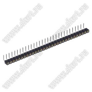 DS1002-01-1x30R13 (SCSL-30R, PBSM-1x30R) гнездо цанговое угловое однорядное для выводного монтажа; P=2,54мм; 30-конт.