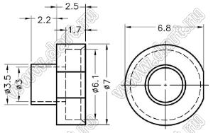 TW-124 втулка изолирующая для транзистора в корпусе TO-220; нейлон-46 (UL); 94V-0; натуральный