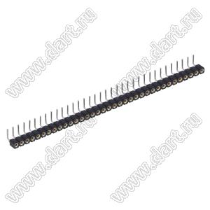 DS1002-01-1x35R13 (SCSL-35R, PBSM-1x35R) гнездо цанговое угловое однорядное для выводного монтажа; P=2,54мм; 35-конт.