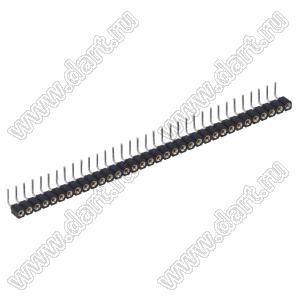 DS1002-01-1x34R13 (SCSL-34R, PBSM-1x34R) гнездо цанговое угловое однорядное для выводного монтажа; P=2,54мм; 34-конт.