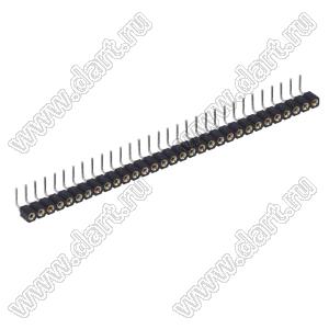 DS1002-01-1x31R13 (SCSL-31R, PBSM-1x31R) гнездо цанговое угловое однорядное для выводного монтажа; P=2,54мм; 31-конт.