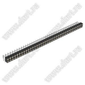 DS1002-01-2x39R13 (SCDL-039R, PBDM-2x39R) гнездо цанговое угловое двухрядное для выводного монтажа; P=2,54мм; 2x39-конт.