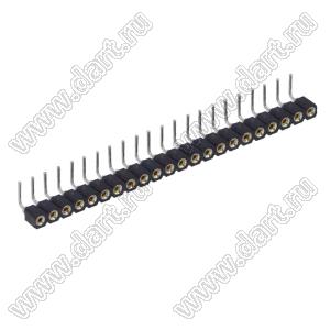 DS1002-01-1x21R13 (SCSL-21R, PBSM-1x21R) гнездо цанговое угловое однорядное для выводного монтажа; P=2,54мм; 21-конт.