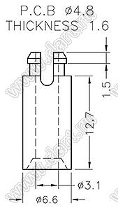 SSA-12.7 фиксатор платы с защелкой и отверстием d=6,6 мм; dп=5.8мм; s=1,6мм; нейлон-66 (UL); натуральный