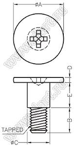 TGM3-10 винт амортизатора; M3*0,5; A=10,0мм; B=5,0мм; C=4,5мм; E=5,0мм; сталь