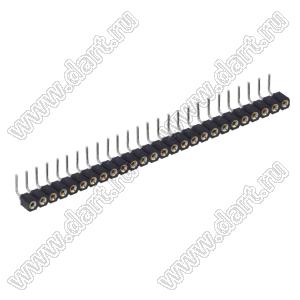 DS1002-01-1x26R13 (SCSL-26R, PBSM-1x26R) гнездо цанговое угловое однорядное для выводного монтажа; P=2,54мм; 26-конт.