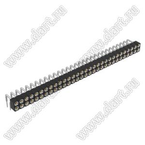 DS1002-01-2x30R13 (SCDL-030R, PBDM-2x30R) гнездо цанговое угловое двухрядное для выводного монтажа; P=2,54мм; 2x30-конт.