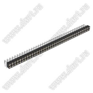 DS1002-01-2x38R13 (SCDL-038R, PBDM-2x38R) гнездо цанговое угловое двухрядное для выводного монтажа; P=2,54мм; 2x38-конт.