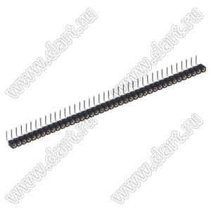 DS1002-01-1x40R13 (SCSL-40R, PBSM-1x40R) гнездо цанговое угловое однорядное для выводного монтажа; P=2,54мм; 40-конт.