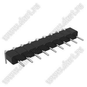 DS1004-01-1x9R1B (PSLM2-09R) вилка цанговая угловая однорядная для выводного монтажа; P=2,0мм; 9-конт.