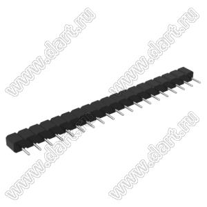 DS1004-01-1x19S1BR1 вилка цанговая прямая однорядная для поверхностного (SMD) монтажа, тип R1; P=2,54мм; 19-конт.