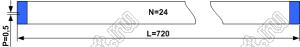 BLFPC P0,5 24PIN 720mm шлейф плоский сверхтонкий FFC/FPC; 24; длина 720мм; контакты на одной поверхности