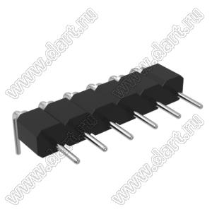DS1004-01-1x6R1B (PSLM2-06R) вилка цанговая угловая однорядная для выводного монтажа; P=2,0мм; 6-конт.