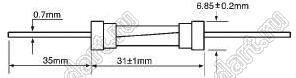 ZH220-035GF предохранитель стеклянный быстродействующий с выводами; Iн=3,5A; Uном=250В