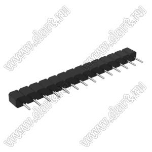 DS1004-01-1x14S1BR1 вилка цанговая прямая однорядная для поверхностного (SMD) монтажа, тип R1; P=2,54мм; 14-конт.