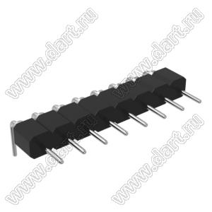 DS1004-01-1x8R1B (PSLM2-08R) вилка цанговая угловая однорядная для выводного монтажа; P=2,0мм; 8-конт.