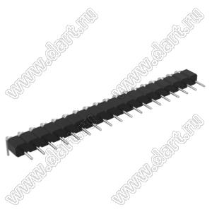 DS1004-01-1x18R1B (PSLM2-18R) вилка цанговая угловая однорядная для выводного монтажа; P=2,0мм; 18-конт.