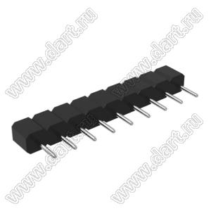DS1004-01-1x9S1BR1 вилка цанговая прямая однорядная для поверхностного (SMD) монтажа, тип R1; P=2,54мм; 9-конт.