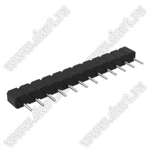 DS1004-01-1x12S1BR1 вилка цанговая прямая однорядная для поверхностного (SMD) монтажа, тип R1; P=2,54мм; 12-конт.