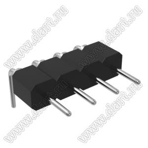 DS1004-01-1x4R1B (PSLM2-04R) вилка цанговая угловая однорядная для выводного монтажа; P=2,0мм; 4-конт.