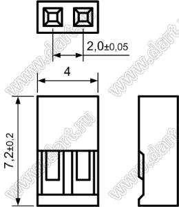 KR2506H-02P (OHU-2) корпус розетки однорядной на кабель; шаг 2,50мм; 2-конт.