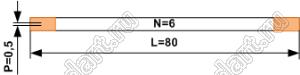 BLFPC P0,5 6PIN 80mm-PA шлейф плоский сверхтонкий FFC/FPC; 6; длина 80мм; контакты на одной поверхности