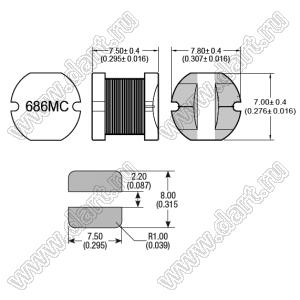 22R683MC дроссель SMD проволочный неэкранированный; L=68μH±10%; Iн=0,84А