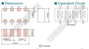 BLA31AG102SN4 сборка 4 дросселей SMD многослойных ферритовых; 1206; 1000(Ом) (±25%)