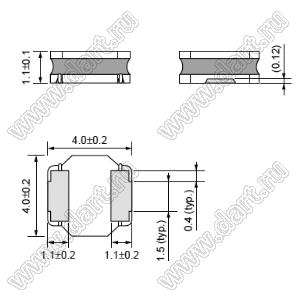 LQH44PN150MJ0 дроссель SMD проволочный с ферритовым сердечником; 1515 (4040); L=15µH±20%