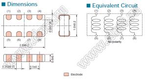 BLA2ABD221SN4 сборка 4 дросселей SMD многослойных ферритовых; 0804; 220(Ом) (±25%)