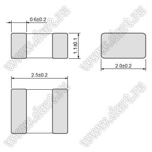 LQM2HPN2R2NJC дроссель SMD многослойный с ферритовым сердечником; 1008 (2520); L=2,2µH±30%